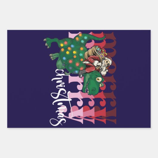 Dinosaur met kerstmis inpakpapier vel (Voorkant)