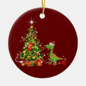 Dinosaur met kerstmis met Pet Keramisch Ornament (Voorkant)