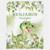 Dinosaur met leves Kind Blanket voor jongens Fleece Deken (Voorkant)