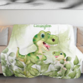 Dinosaur met leves Kind Blanket voor jongens Fleece Deken