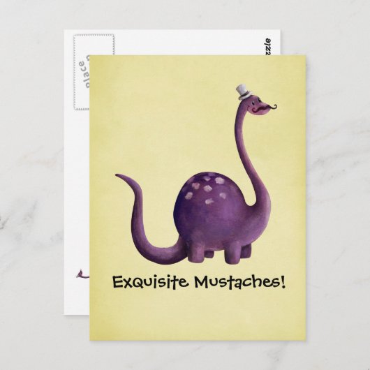 Dinosaur met Mustaches Briefkaart (Voorkant / Achterkant)