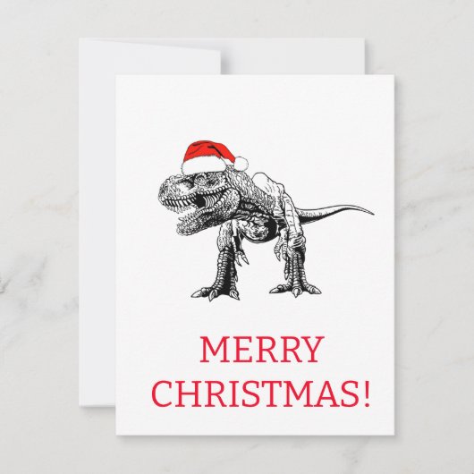 DINOSAUR MET SANTA HAT CHRISTMAS CARD KAART (Voorkant)