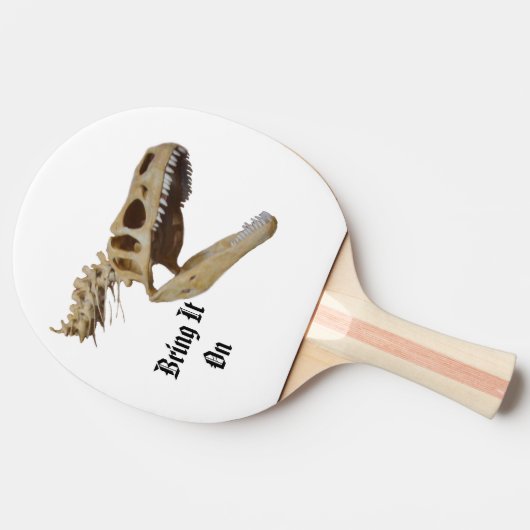Dinosaur met tekst, tafeltennisbatje (Zijkant)
