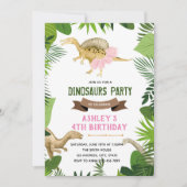 Dinosaur met tutu party-uitnodiging kaart (Voorkant)