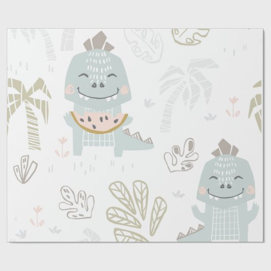 Dinosaur met watermeloen cadeaupapier (Vlak)