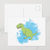 Dinosaur met Waterverf Background Design Briefkaart (Voorkant / Achterkant)