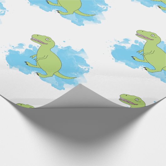 Dinosaur met Waterverf Background Design Cadeaupapier (Hoek)