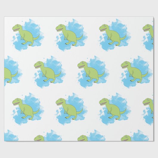 Dinosaur met Waterverf Background Design Cadeaupapier (Vlak)