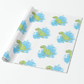 Dinosaur met Waterverf Background Design Cadeaupapier (Uitgerold)