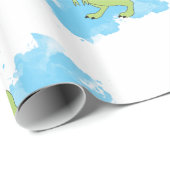 Dinosaur met Waterverf Background Design Cadeaupapier (Rol Hoek)