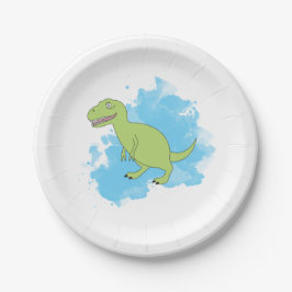 Dinosaur met Waterverf Background Design Papieren Bordje