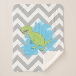 Dinosaur met Waterverf Background Design Sherpa Deken