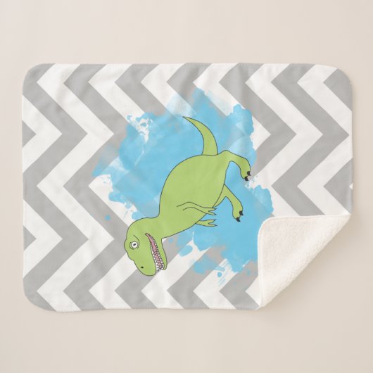 Dinosaur met Waterverf Background Design Sherpa Deken (Voorkant (horizontaal))