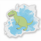 Dinosaur met Waterverf Background Design Sticker (Voorkant)