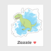 Dinosaur met Waterverf Background Design Sticker (Vel)