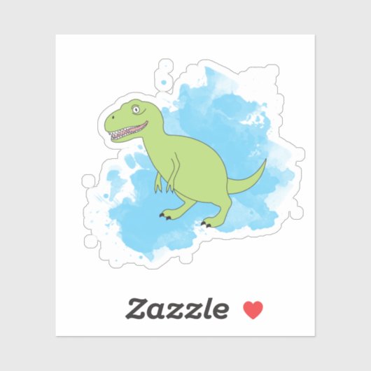 Dinosaur met Waterverf Background Design Sticker (Vel)