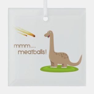 Dinosaur Meteor Meatballen Glas Ornament