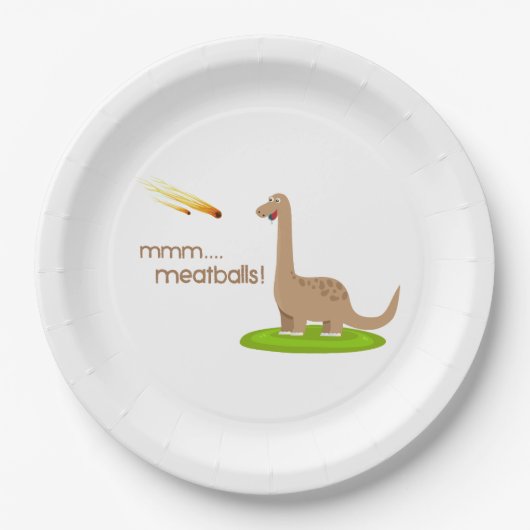 Dinosaur Meteor Meatballen Papieren Bordje (Voorkant)