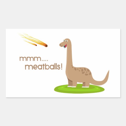 Dinosaur Meteor Meatballen Rechthoekige Sticker (Voorkant)