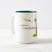Dinosaur Meteor Meatballen Tweekleurige Koffiemok (Voorkant links)