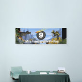 Dinosaur meteor prehistorische veetenjongen spandoek (Beurs)