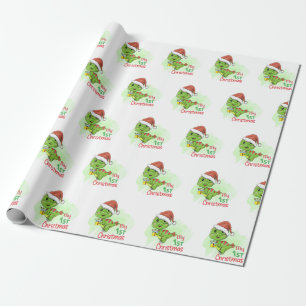dinosaur mijn eerste kerstjaar cadeaupapier