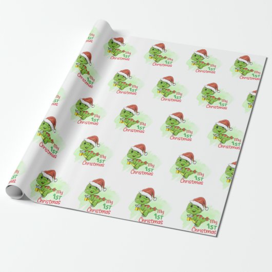 dinosaur mijn eerste kerstjaar cadeaupapier (Uitgerold)