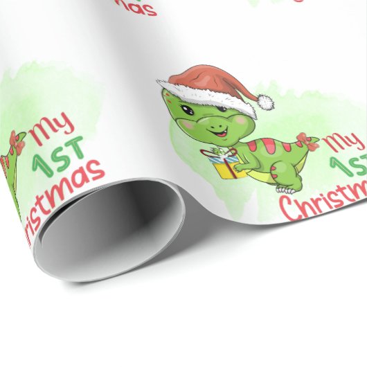 dinosaur mijn eerste kerstjaar cadeaupapier (Rol Hoek)