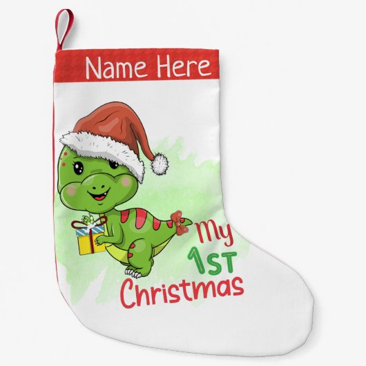 dinosaur mijn eerste kerstjaar kleine kerstsok (Voorkant)