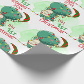 Dinosaur, mijn eerste Kerstmis Cadeaupapier (Hoek)