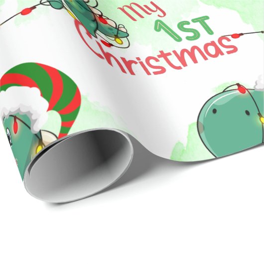 Dinosaur, mijn eerste Kerstmis Cadeaupapier (Rol Hoek)