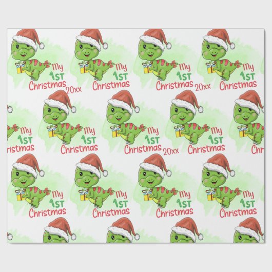 Dinosaur, mijn eerste Kerstmis Cadeaupapier (Vlak)