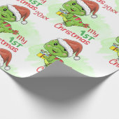 Dinosaur, mijn eerste Kerstmis Cadeaupapier (Hoek)