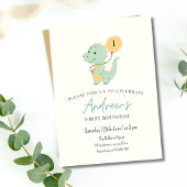 Dinosaur Minimalist Eerste Verjaardag Feest Trex Kaart