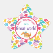 Dinosaur minuscule kleurrijke harten, compliment v ster sticker (Voorkant)