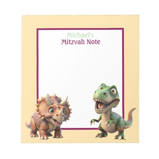 Dinosaur Mitzvah Note Boys Notitieblok (Voorkant)