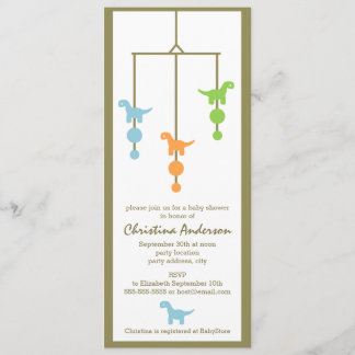 Dinosaur Mobile Boy Baby shower Invitation Kaart