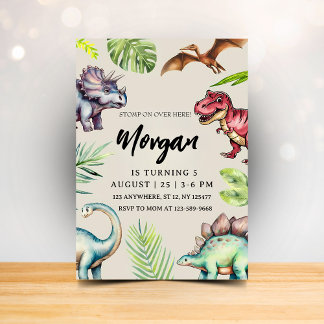 Dinosaur Modern Birthday Invitation Kinder Partij Kaart