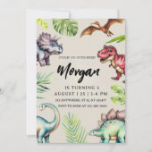 Dinosaur Modern Birthday Invitation Kinder Partij Kaart (Voorkant)