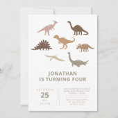 Dinosaur Modern Minimalist Kids Birthday Party Kaart (Voorkant)