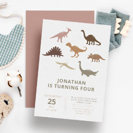 Dinosaur Modern Minimalist Kids Birthday Party Kaart