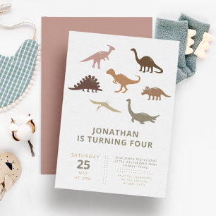 Dinosaur Modern Minimalist Kids Birthday Party Kaart