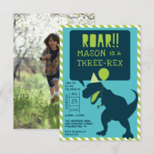 Dinosaur Modern Three Rex Birthday Invite