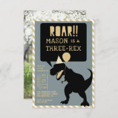 Dinosaur Modern Three Rex Birthday Invite Kaart (Voorkant / Achterkant)