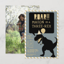 Dinosaur Modern Three Rex Birthday Invite