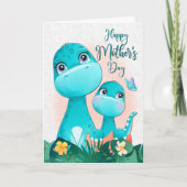 Dinosaur moeder en Baby voor moederdag Kaart (Voorkant)