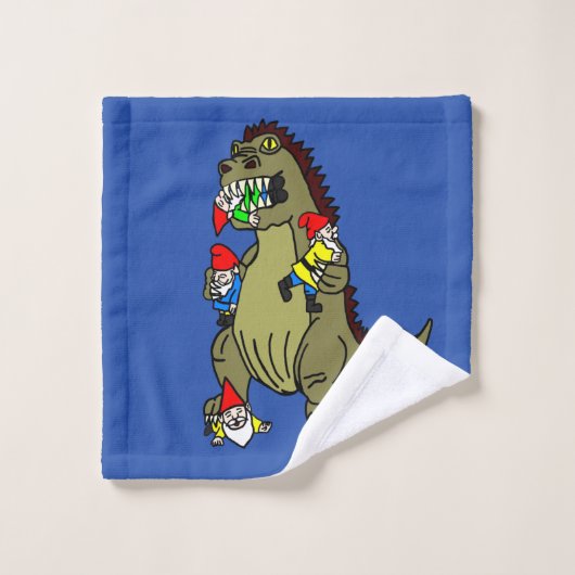 Dinosaur Monster Eating Gnomen Bad Handdoek (Wasdoekje)
