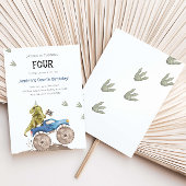 Dinosaur & Monster Truck 4e verjaardagsfeest Kaart