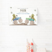 Dinosaur & Monster Truck 4th Birthday Vinyl Banner (Insitu)