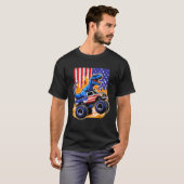 Dinosaur Monster Truck Dino 4 juli jongens Ameri T-shirt (Voorkant volledig)